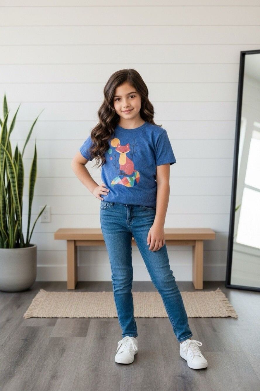 Next Level Apparel Juniors Rainbow Fox Blue T-shirt Size XL Andy Westface